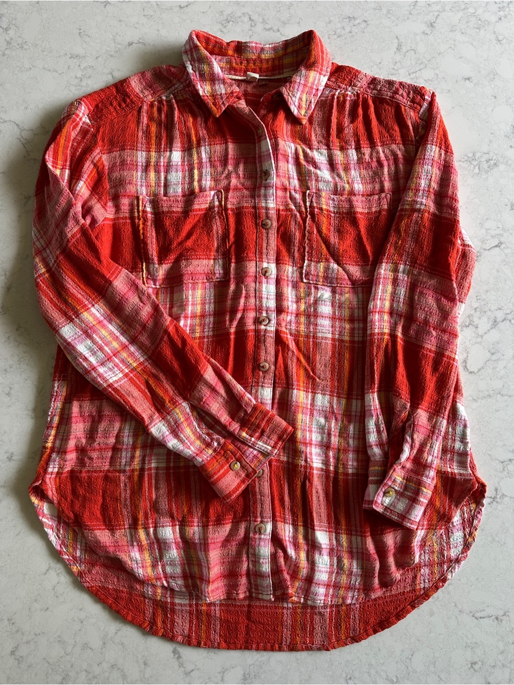 Pilcro Red Plaid Long-Sleeve Button-Down Shirt